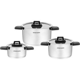 Arthur Martin AM6321 - Juego de 3 ollas de acero inoxidable con asas plegables Precio: 91.95000056. SKU: B1543YRFJT