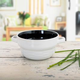 Quid Bol Cerámico Vita 50 cL Juego de 6 Bicolor con relieves orgánicos Apilable Apto Lavavajillas Microondas Diseñado en España