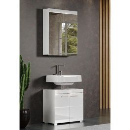 Mueble de baño AMANDA - 2 puertas con espejo - L60 x P17 x H77 cm - Blanco - TRENDTEAM Mueble de baño AMANDA - 2 puertas con espejo - L60 x P17 x H77 cm - Blanco - TRENDTEAM