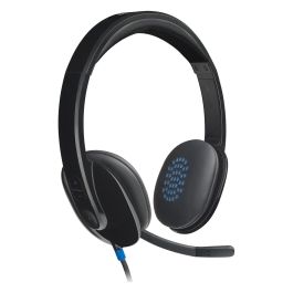 Logitech H540 Auriculares USB con Micrófono, Sonido Estéreo Digital, Cancelación de Ruido, Controles en Línea, Comodidad Ultra, Plug-and-Play