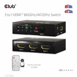 Club3D Switchbox HDMI 3 Entradas a 1 Salida 8K60Hz UHD