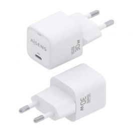 Aisens ASCH-30W1P018-W Cargador de Pared GaN USB-C 30W PD Carga Rápida AI Multiprotocolo para Portátiles Móviles Tablets Blanco