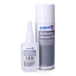 Kit acelerante + ciano m. porosos, bot. 50 g + aeros. 200 ml a7156 unecol