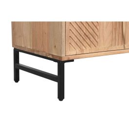 DKD Home Decor Buffet Moderno Marrón Negro de Acacia y Metal con 3 Puertas, 2 Estanterías, Desmontable 145x40x80 cm