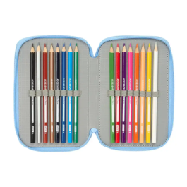 Plumier Triple Bluey Let's play Azul 12,5 x 19,5 x 5,5 cm 37 Piezas