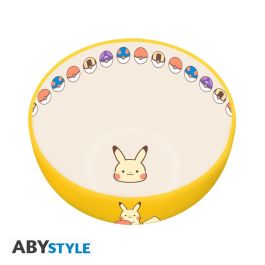 Abystyle Bowl Pokémon Pikachu Electric Type 600 ml - Stoneware apto para microondas y lavavajillas, diseño japonés oficial