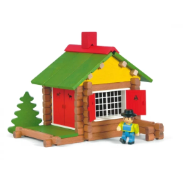 Jeujura My Wooden Chalet 100 Piezas Conjunto de Construcción en Madera Natural y Teñida para Mayores de 5 Años