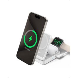 Anker MagGo Cargador Inalámbrico 15W, Estación de Carga 3 en 1 para iPhone, AirPods y Apple Watch