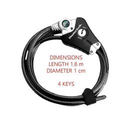 Master Lock Python Cable Antirrobo Ajustable 30 cm a 1,8 m Acero Trenzado Exterior 1,8 m x 1 cm con 4 Llaves, Garantía Limitada de por Vida