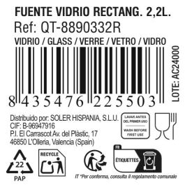 Fuente de vidrio rectangular Quttin 32.5x20 cm 2.2L (7 Unidades) Fuente de vidrio rectangular Quttin 32.5x20 cm 2.2L (7 Unidades)