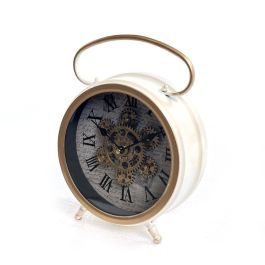 DKD Home Decor Reloj Sobremesa Scandi Metal Cristal Blanco Dorado 8 x 30 x 23.5 cm