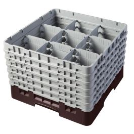 CAMBRO - 9S1114-167 - Cesta de lavado 9 comp. 6 alturas - 14,8 cm Ø máx. - alt. máx. 29,9 cm - 50 x 50 x 34,9 cm - Castaño Precio: 123.50000036. SKU: B17TPAXVPT