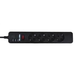 Elbe Regleta RE-002-UN con 4 Tomas AC y 3 USB, 3680W, Cable de 1.8 Metros