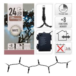 Guirnalda a pilas multifunción 24 leds luz blanco frío 2,30 m IP44