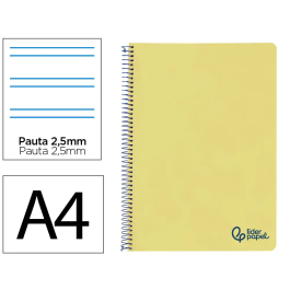 Liderpapel Cuaderno espiral A4 Wonder, tapa plástico, 80 hojas, 90gr, pauta estrecha 2,5mm con margen, color amarillo Precio: 14.58999971. SKU: B1AZPB8FHL