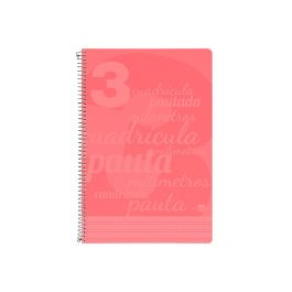 Cuaderno Espiral Liderpapel Folio Pautaguia Tapa Plastico 80H 75 gr Cuadro Pautado 3 mm Con Margen Color Rojo