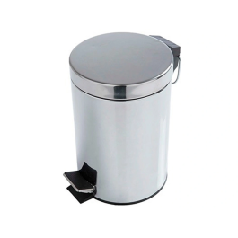 Q-connect Papelera de Metal con Pedal Cromada 32x21 cm Capacidad 6 Litros