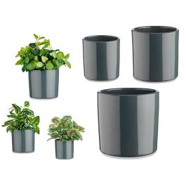 Ibergarden Set 3 Macetas Cerámica Cilindro Antracita 22x19x22 cm | Decoración Exterior e Interior Precio: 12.50000059. SKU: B1KHNJXCWH