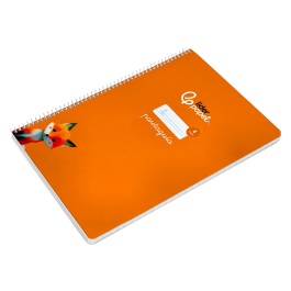 Liderpapel Cuaderno espiral A4 Pautaguía tapa dura 80 hojas 90gr cuadro pautado 4mm color naranja