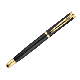 Belius Passion d'or Pluma Estilográfica Aluminio Negro y Dorado Tinta Azul Caja de Diseño M