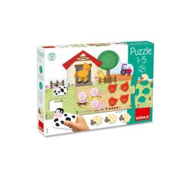 Goula Puzzle 1-5 53438 Aprende a Contar con Animales de Granja de Madera para +12 meses