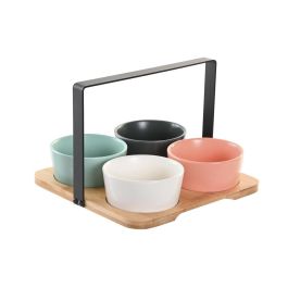 DKD Home Decor Aperitivo Scandi Set de 5 Piezas Multicolor Natural de Bambú y Porcelana 20x20x14 cm Apto Microondas Lavavajillas Precio: 19.59000043. SKU: S3041345