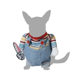 Disfraz de Halloween para Mascota, Diseño Muñeco, Multicolor con Mono, Talla S