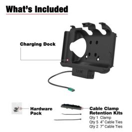 RAM Mounts RAM-HOL-SAM60CPU Soporte Alimentado USB-C para Samsung Tab Active5, Tab Active3 y 2, EZ-Roll'r, Compuesto, Negro