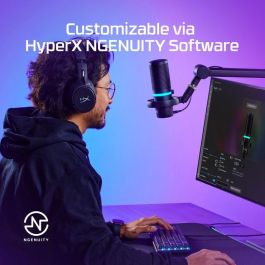 HP HyperX DuoCast Micrófono USB Negro, Iluminación RGB, Hi-Res 24-bit/96kHz, Shock Mount, Tap-to-Mute, para Gaming y Streaming en PC, PS5, PS4, Mac