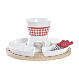 DKD Home Decor Fondue Rojo Blanco 26.5 x 1.5 x 26.5 cm Set de 10 Piezas Gres Bambu Precio: 15.1734. SKU: S3037255