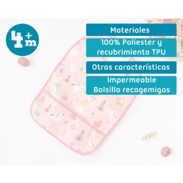 KioKids Babero Impermeable Rosa para Bebé +4 Meses con Bolsillo Recogemigas