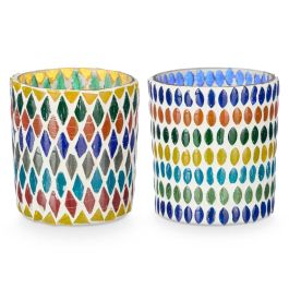 Portavela Redondo Rombos Surtidos Giftdecor 8x9.5x8 cm Vidrio Multicolor (24 Unidades) Portavela Redondo Rombos Surtidos Giftdecor 8x9.5x8 cm Vidrio Multicolor (24 Unidades)