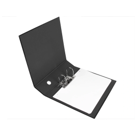 Liderpapel Archivador A4 Color System Forrado Negro Lomo 80mm Compresor Metálico con Ollao