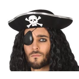 Sombrero Pirata Negro con Calavera y Banda Plateada para Adulto - Accesorio para Disfraz de Capitán Pirata Precio: 1.49999949. SKU: B15JVB9MWE