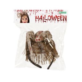 Diadema Halloween Araña Voo Doo Marrón con detalles dorados y ojos rojos para disfraces de bruja vudú