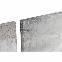 DKD Home Decor Cuadro Moderno Abstracto Gris y Azul 100x100 cm (2 Unidades) Pintado a Mano sobre Lienzo y MDF