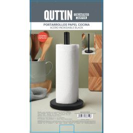 Quttin Portarrollos de Cocina de Acero Negro 32 cm de Alto - Diseño Moderno y Funcional para Encimera (12 Unidades)