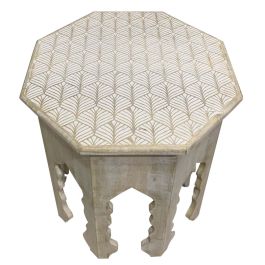 DKD Home Decor Mesita Auxiliar Pikoh Urban, Madera de Mango, Acabado Decapé, Marrón Blanco, 49x53.5x49 cm Precio: 102.50000024. SKU: S3040251