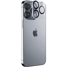 Cellularline Protector de Lente de Cámara para iPhone 15 Pro / 15 Pro Max Transparente, Vidrio Templado Resistente a Golpes y Rayones