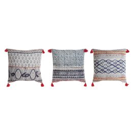 DKD Home Decor Cojín Boho Multicolor Pompón 45x45x10 cm Poliéster y Lino Pack 6 Unidades Cierre Cremallera Lavado Seco Precio: 33.5412. SKU: B1DTVGSGJK
