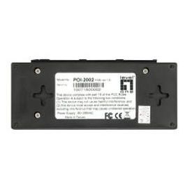 LevelOne Inyector PoE POI-2002 Ethernet Rápido 10/100 Mbit/s IEEE 802.3af Negro 52V