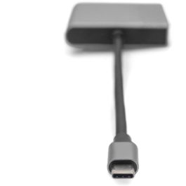 DIGITUS Adaptador USB-C a 2x HDMI 4K/30Hz, Carcasa de Aluminio Plateado, 18cm, HDCP 1.4, HDR10
