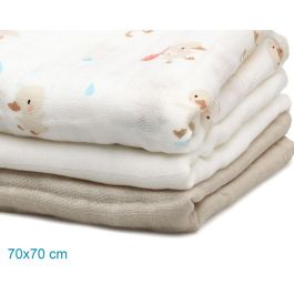 Set 3 Muselinas Patitos Beige Y Blanco 70x70 cm Set 3 Muselinas Patitos Beige Y Blanco 70x70 cm