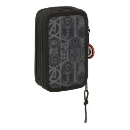 Estuche Escolar con Accesorios The Avengers Vendetta Negro 12,5 x 19,5 x 5,5 cm 37 Piezas