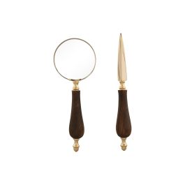 Lupa De Mano Vintage DKD Home Decor Marron Oscuro Dorado 7 x 11 x 25 cm Set de 2 Lupa De Mano Vintage DKD Home Decor Marron Oscuro Dorado 7 x 11 x 25 cm Set de 2