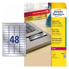 Etiquetas Adh.Impr.Avery A4 Polyester Plata C.Romos Laser Caja 8H 45,7X21,2 Mm 384 Uds.(L6009)