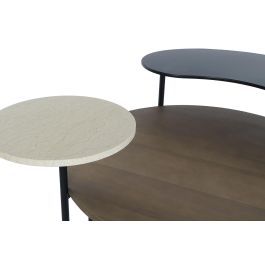 DKD Home Decor Mesa Centro Moderna Negro Marrón Marfil Metal MDF Mármol 90 x 118 x 61 cm Desmontable
