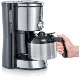 SEVERIN KA4845 Cafetera con filtro isotérmico TypeSwitch, Selector de aroma, 8 tazas, Capacidad: 1 L, Potencia: 1000 W, Acero inoxidable / Negro