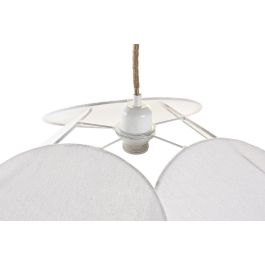 DKD Home Decor Lámpara de Techo Urban de Metal y Lino, Blanca, con 5 Hojas, E27 50W, 70x70x16 cm (Pack de 4 Unidades)
