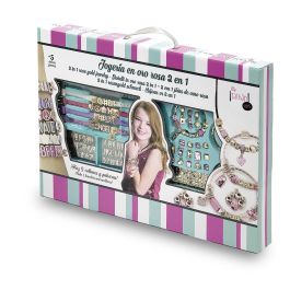 Tachan Set de Cuentas Oro Rosa para Pulseras y Collares, Incluye Dados y Letras, +5 Años